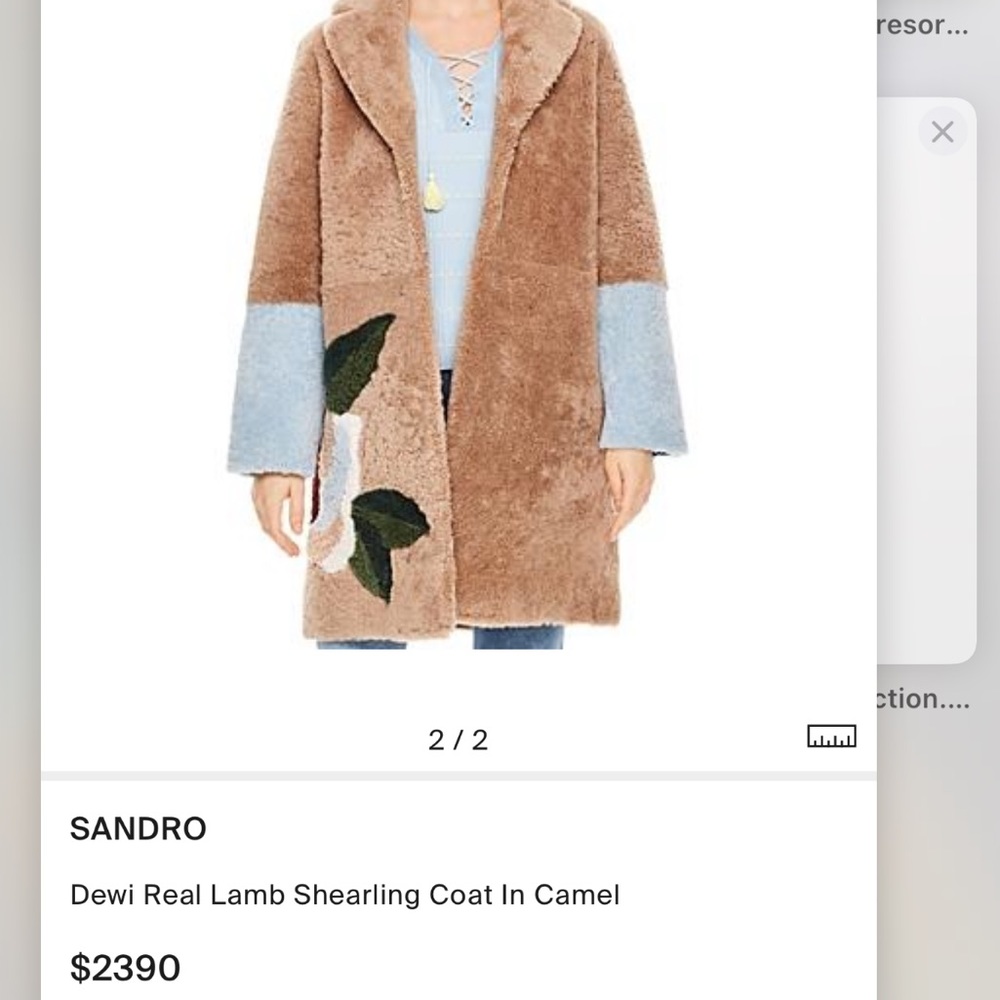 SANDRO PARIS NWT! DEWI LAMBSKIN SHEARLING TEDDY BR COAT-CAMEL.SZ 1 RETAIL $2390 - Picture 8 of 10